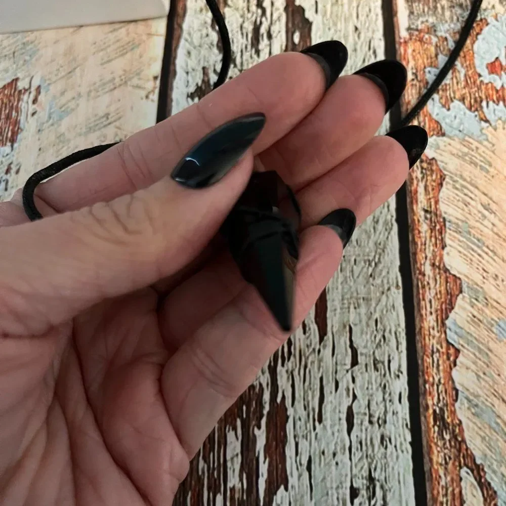 Tree of Color in box Obsidian Truth Pyramid stone necklace
